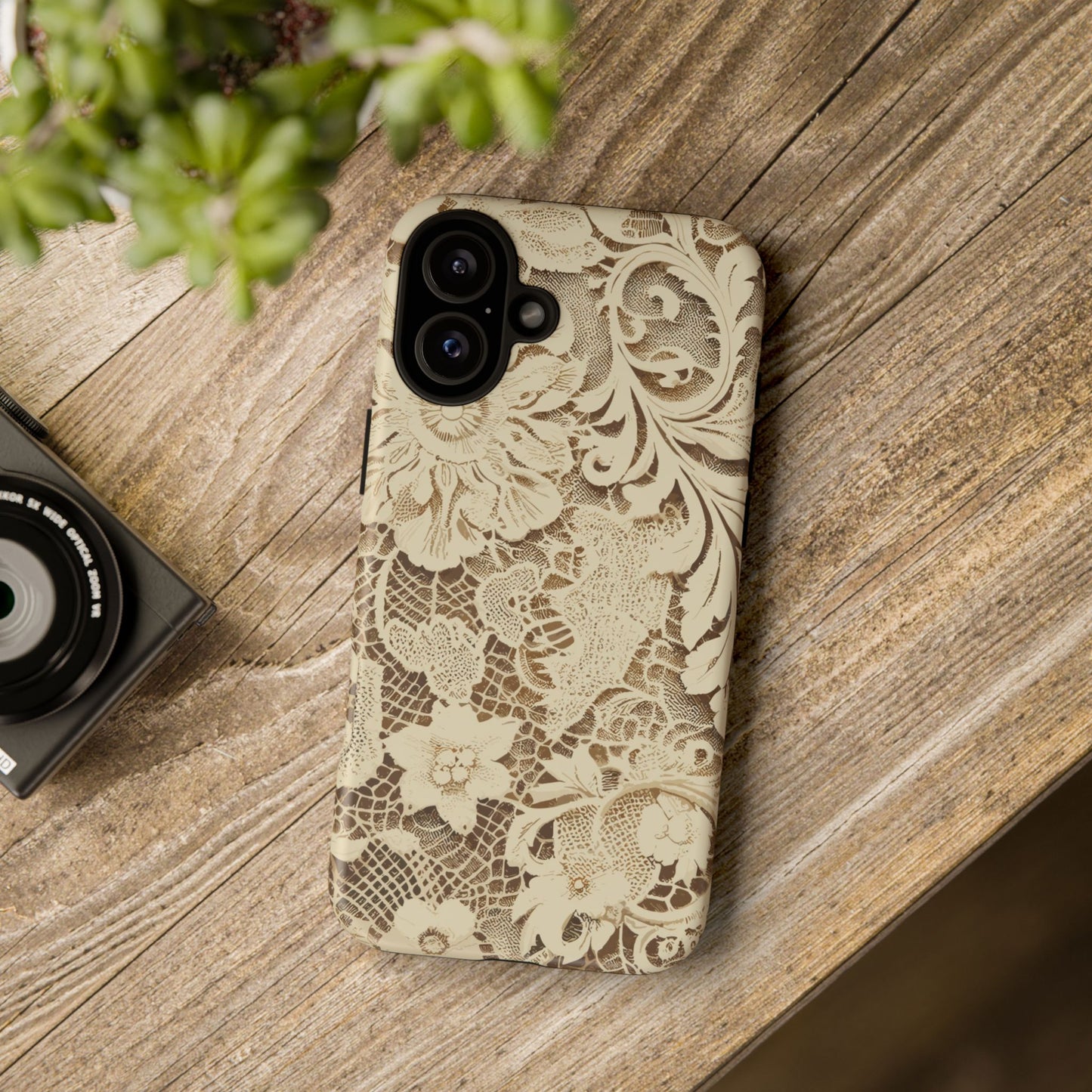 Vampire Art Vintage and Edgy iPhone 16 Tough Case - Cream Victorian Lace