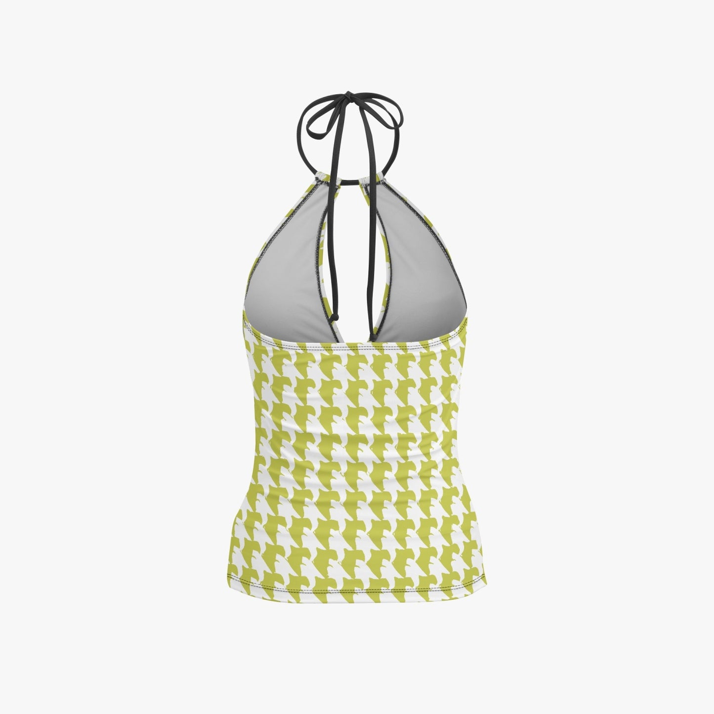 Vampire Art Retro Halter Two-Piece Tankini Swimsuit - Pear Green Houndstooth