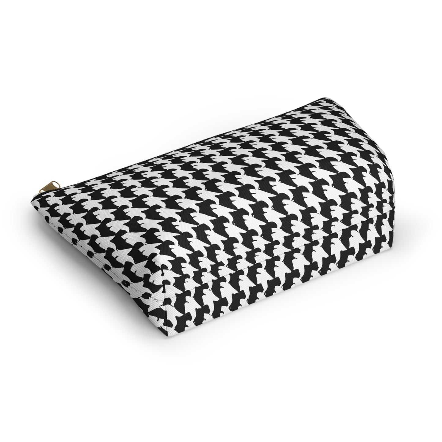 Vampire Art Preppy Grunge Houndstooth Sixties Pattern in Black and White Pencil Case Accessory Pouch w T-bottom