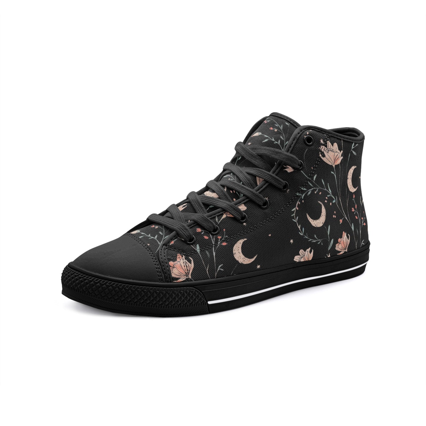 Vampire Art Whimsigoth Unisex High Top Canvas Shoes - Moon - Available in Black or White