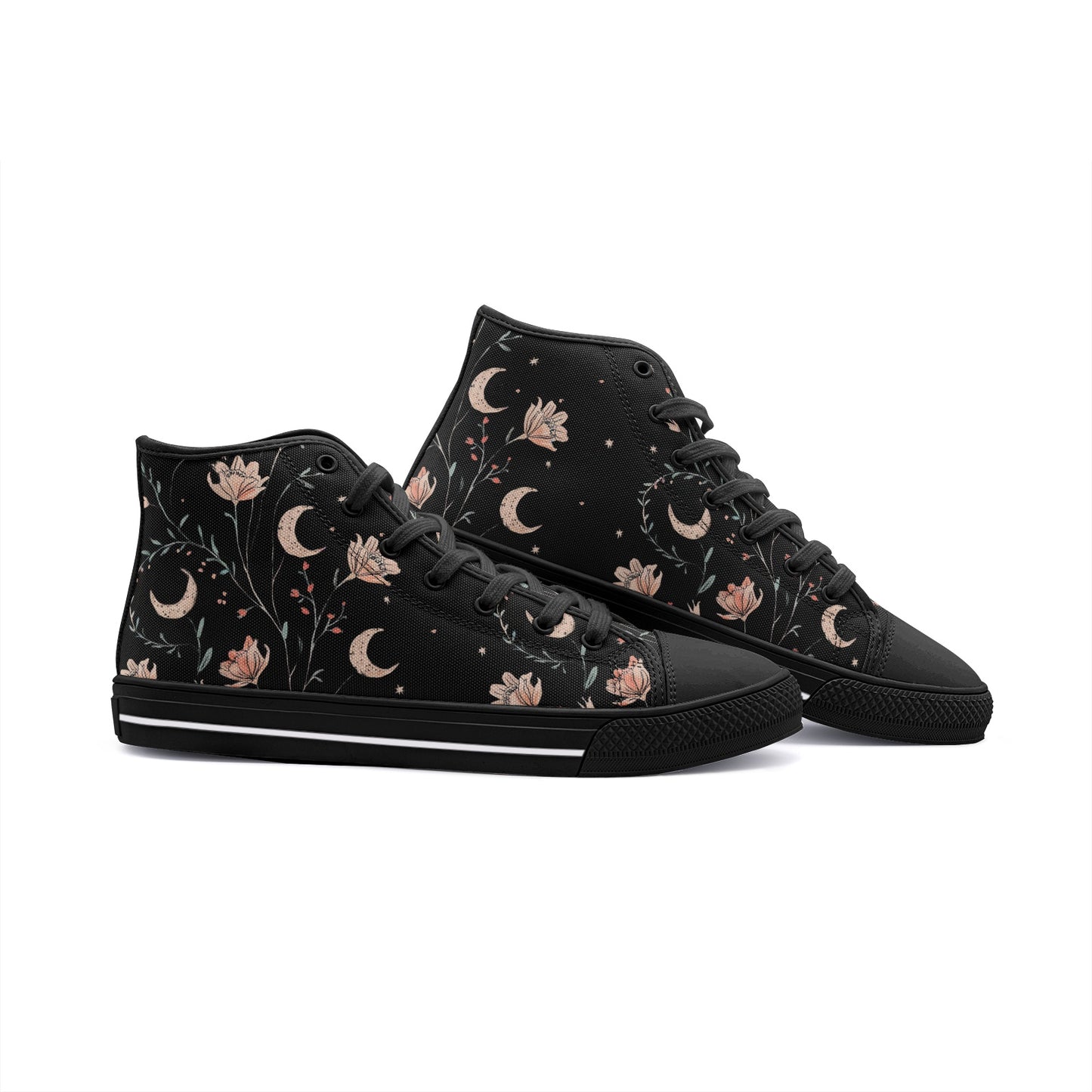 Vampire Art Whimsigoth Unisex High Top Canvas Shoes - Moon - Available in Black or White