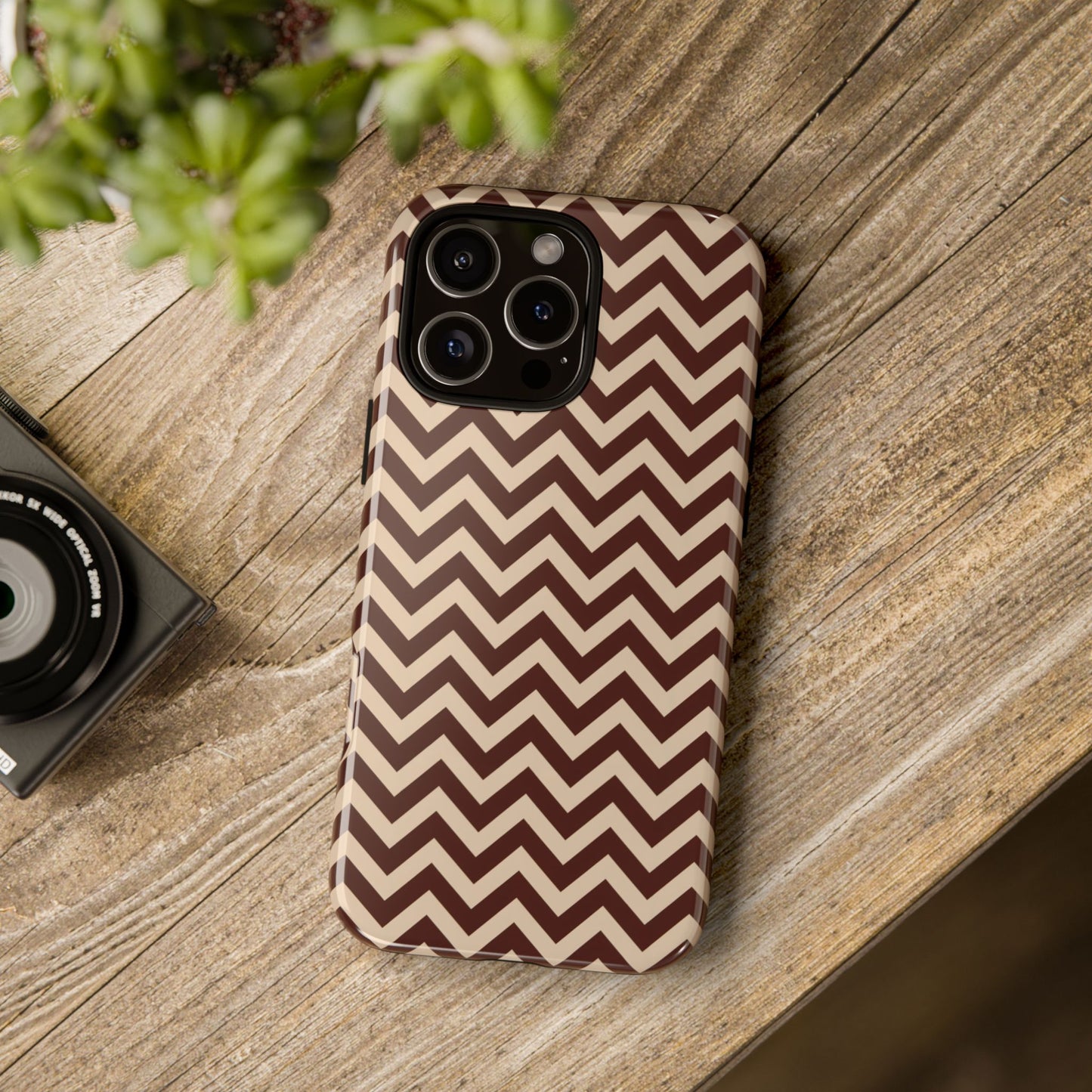 Vampire Art Vintage and Edgy iPhone 16 Tough Case - Brown Mod Herringbone