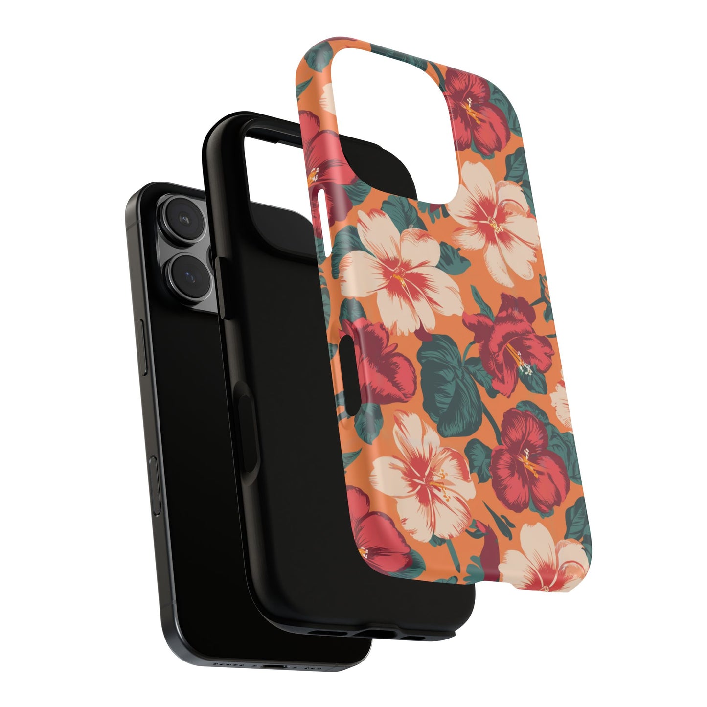 Vampire Art Vintage and Edgy iPhone 16 Tough Case - Retro Surfy Coral Florals