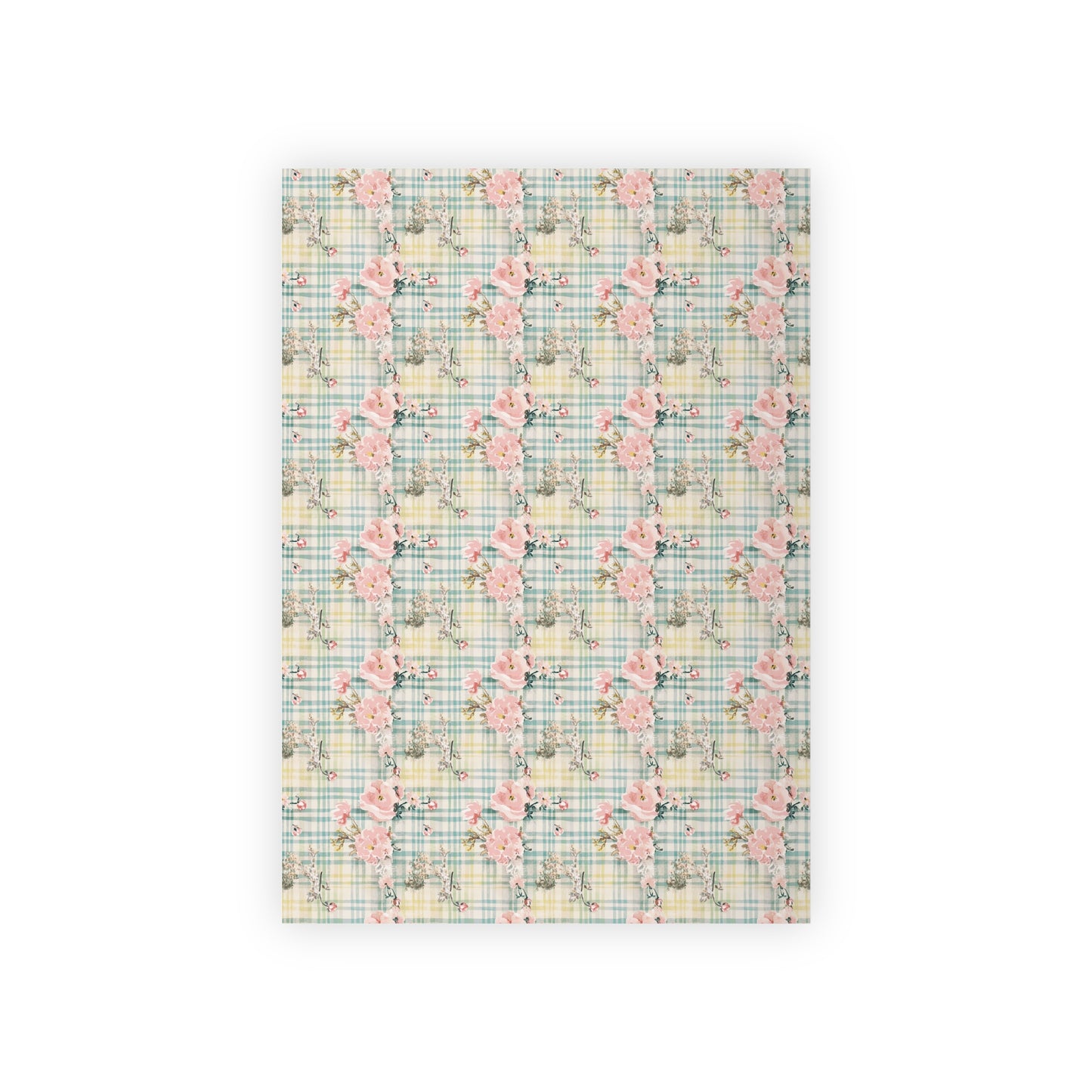 Vampire Art Retro Luxe Eco-Friendly Gift Wrapping Paper Roll (1 pc) - Aged Pastel Floral Gingham - Made in the UK