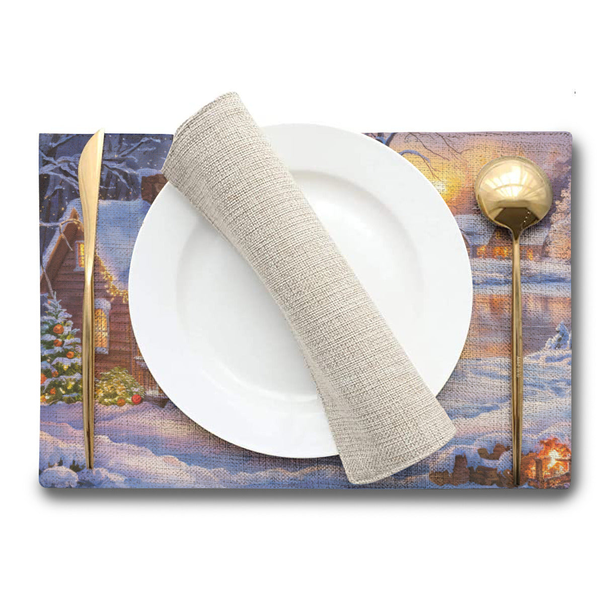 Vampire Art Retro Christmas Linen Placemat Mid Century 60s Vintage Traditional Eco-FriendlyTable Mat - Lake Hut