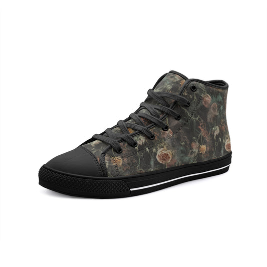 Vampire Art Whimsigoth Unisex High Top Canvas Shoes - Grunge Roses - Available in Black or White