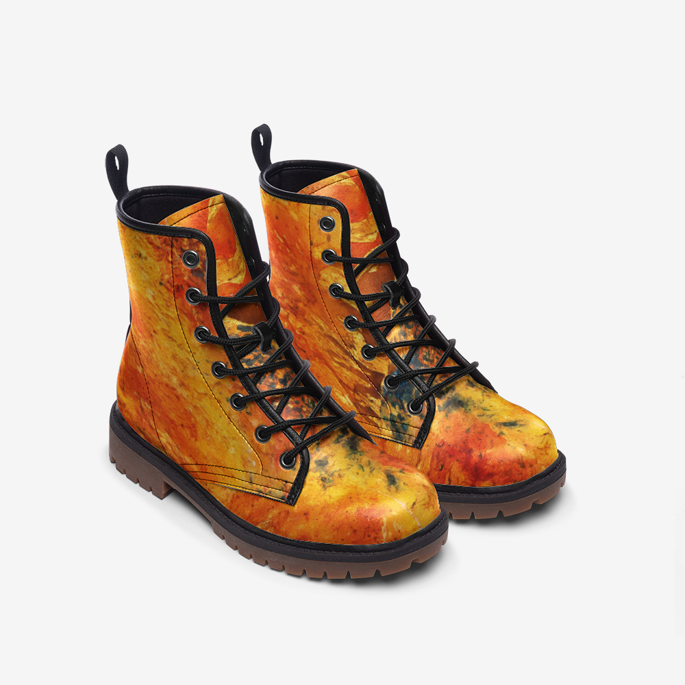 Vampire Art Starry Night Space Boots Unisex vegan Leather Combat Boots - US sizes - Sun