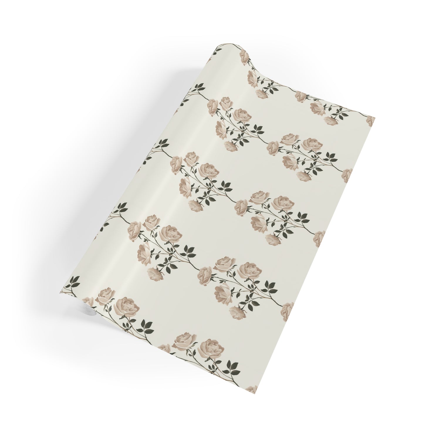 Vampire Art Retro Luxe Eco-Friendly Gift Wrapping Paper Roll (1 pc) - Vintage White Roses - Made in the UK