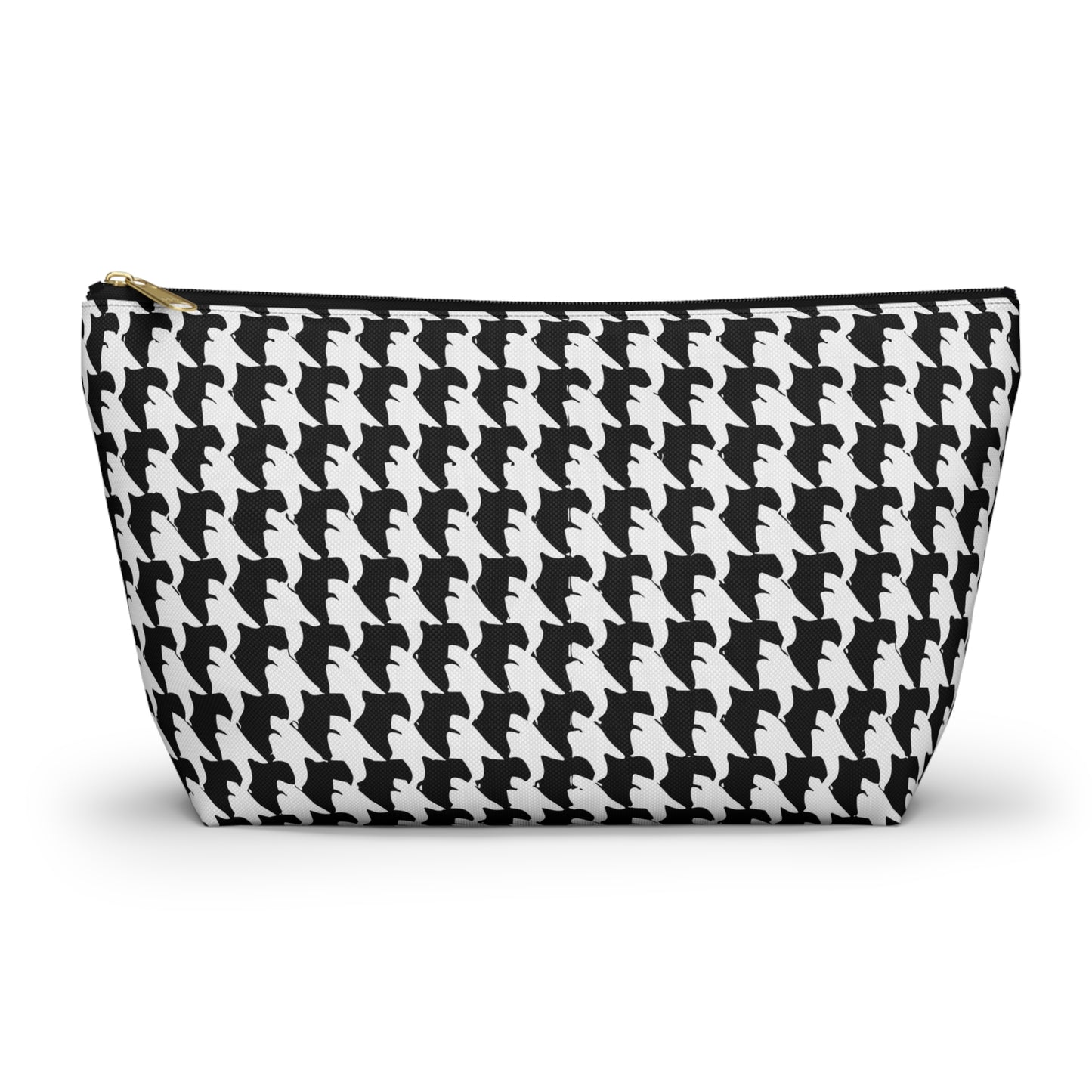 Vampire Art Preppy Grunge Houndstooth Sixties Pattern in Black and White Pencil Case Accessory Pouch w T-bottom