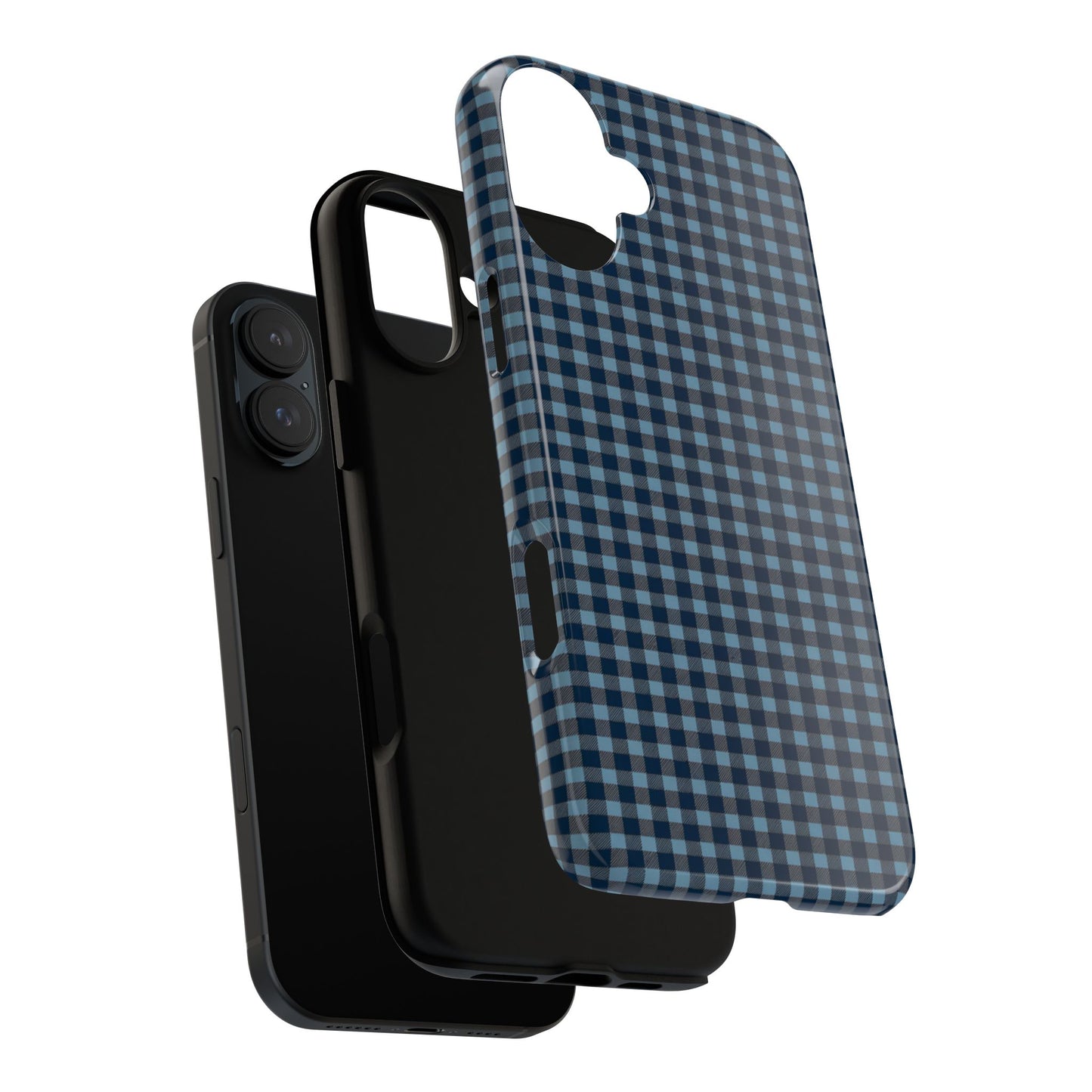 Vampire Art Vintage and Edgy iPhone 16 Tough Case - Black and Blue Chequered