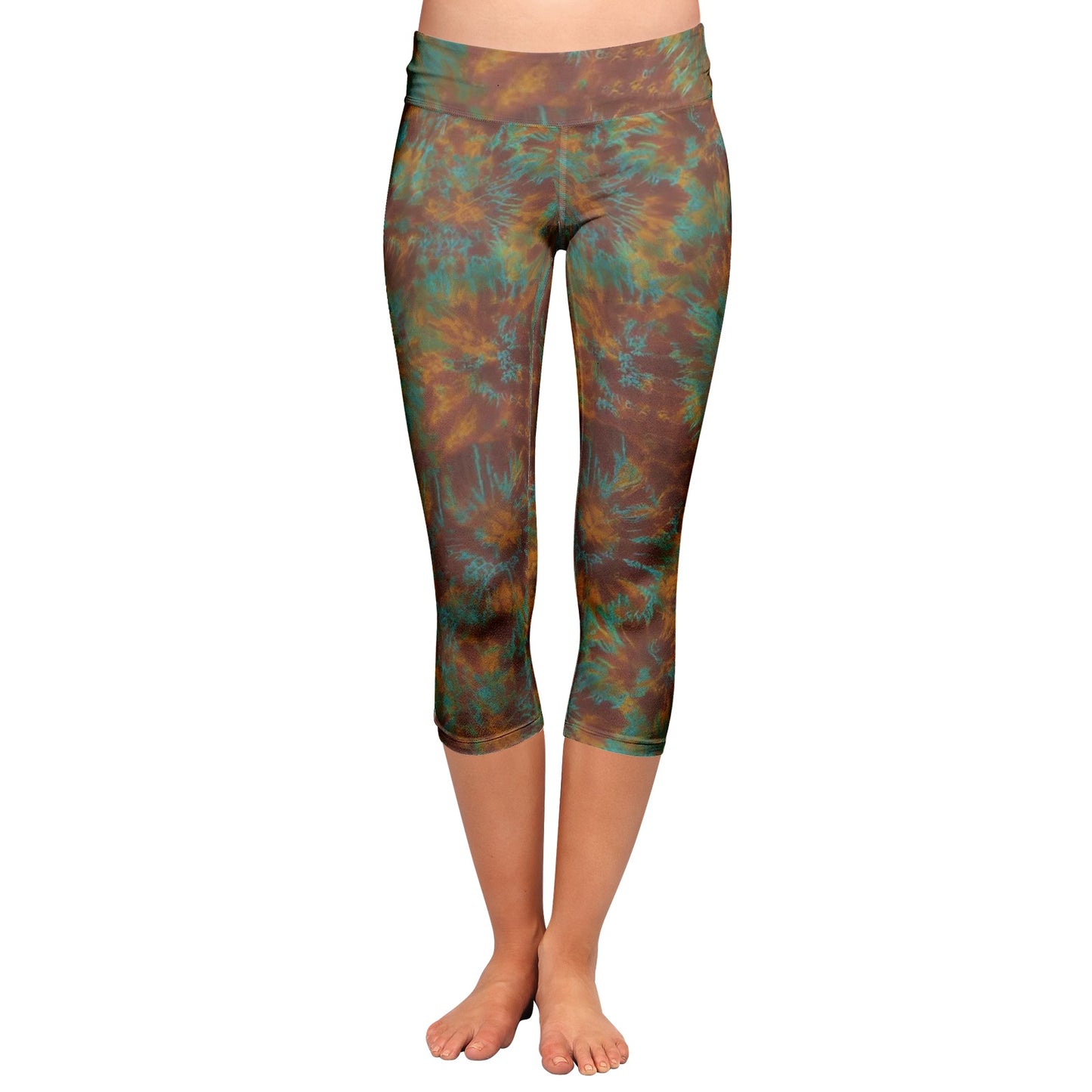 Vampire Art Mystic Tie-Dye Capri Leggings - Earthy tones