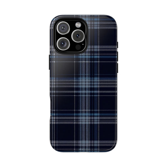 Vampire Art Vintage and Edgy iPhone 16 Tough Case - Blue Tartan