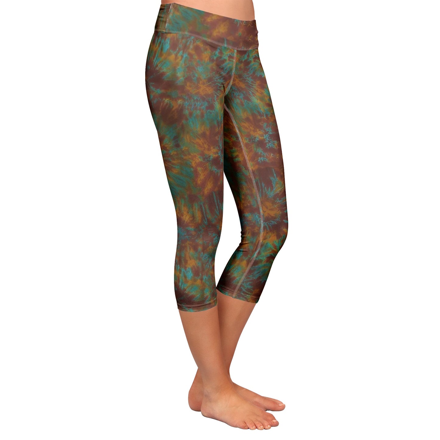 Vampire Art Mystic Tie-Dye Capri Leggings - Earthy tones