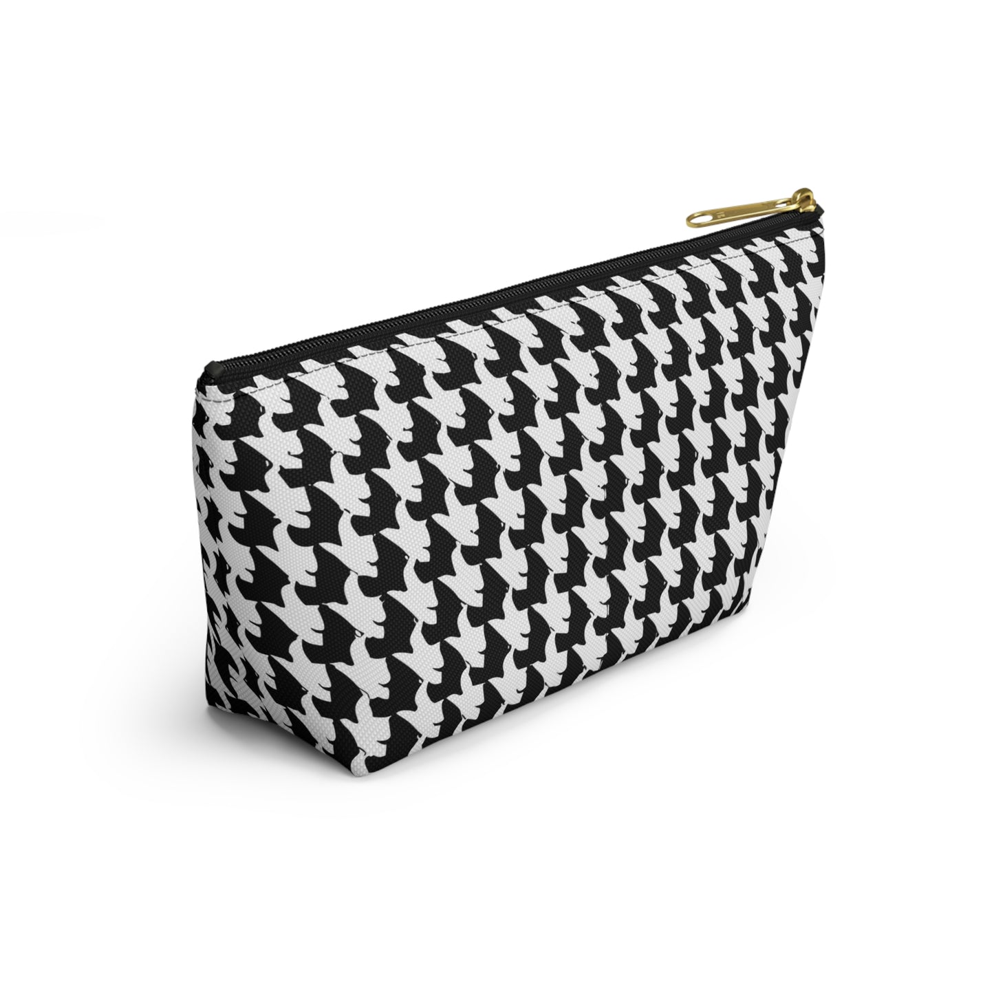 Vampire Art Preppy Grunge Houndstooth Sixties Pattern in Black and White Pencil Case Accessory Pouch w T-bottom