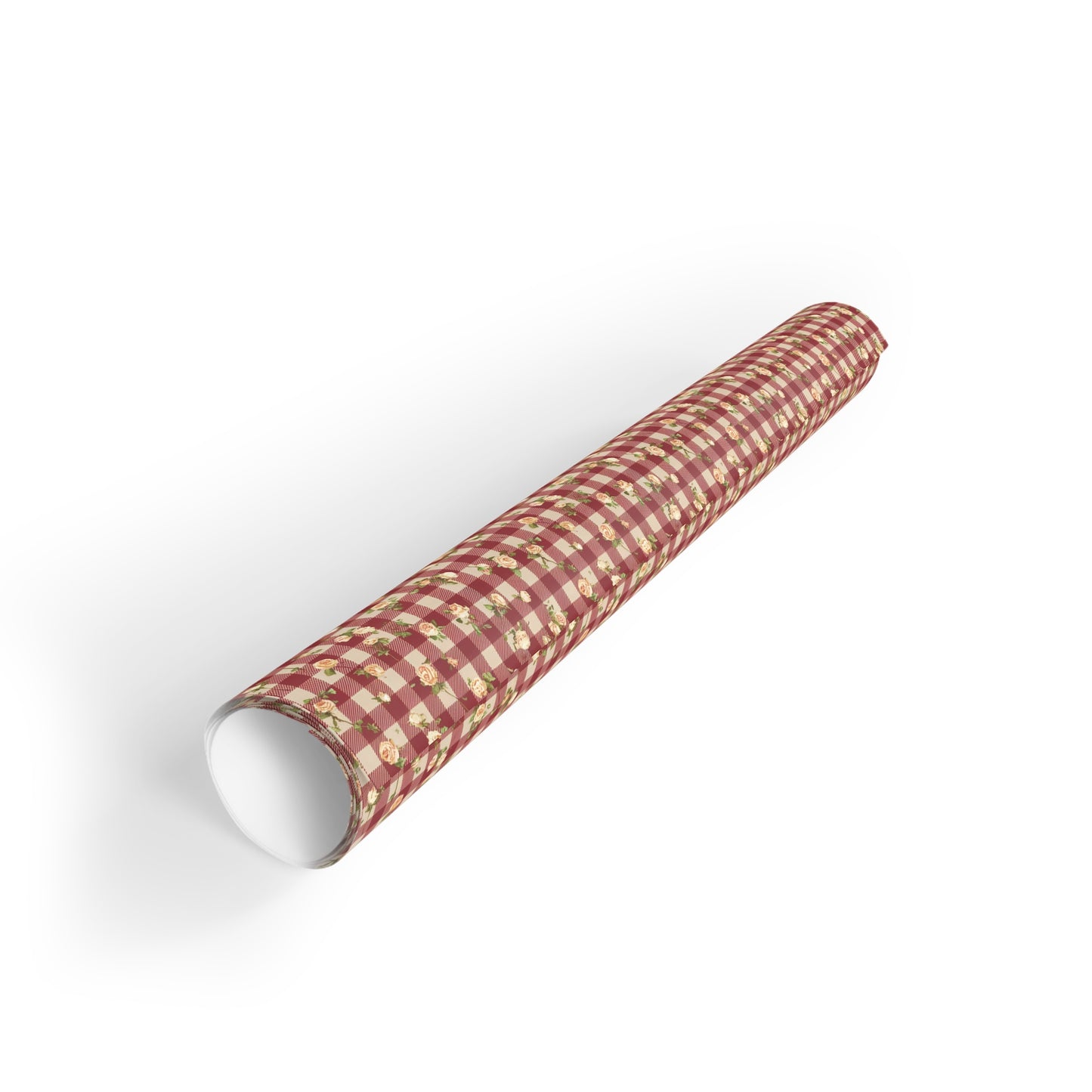 Vampire Art Retro Luxe Eco-Friendly Gift Wrapping Paper Roll (1 pc) - Cottagecore Red Floral Gingham - Made in the UK