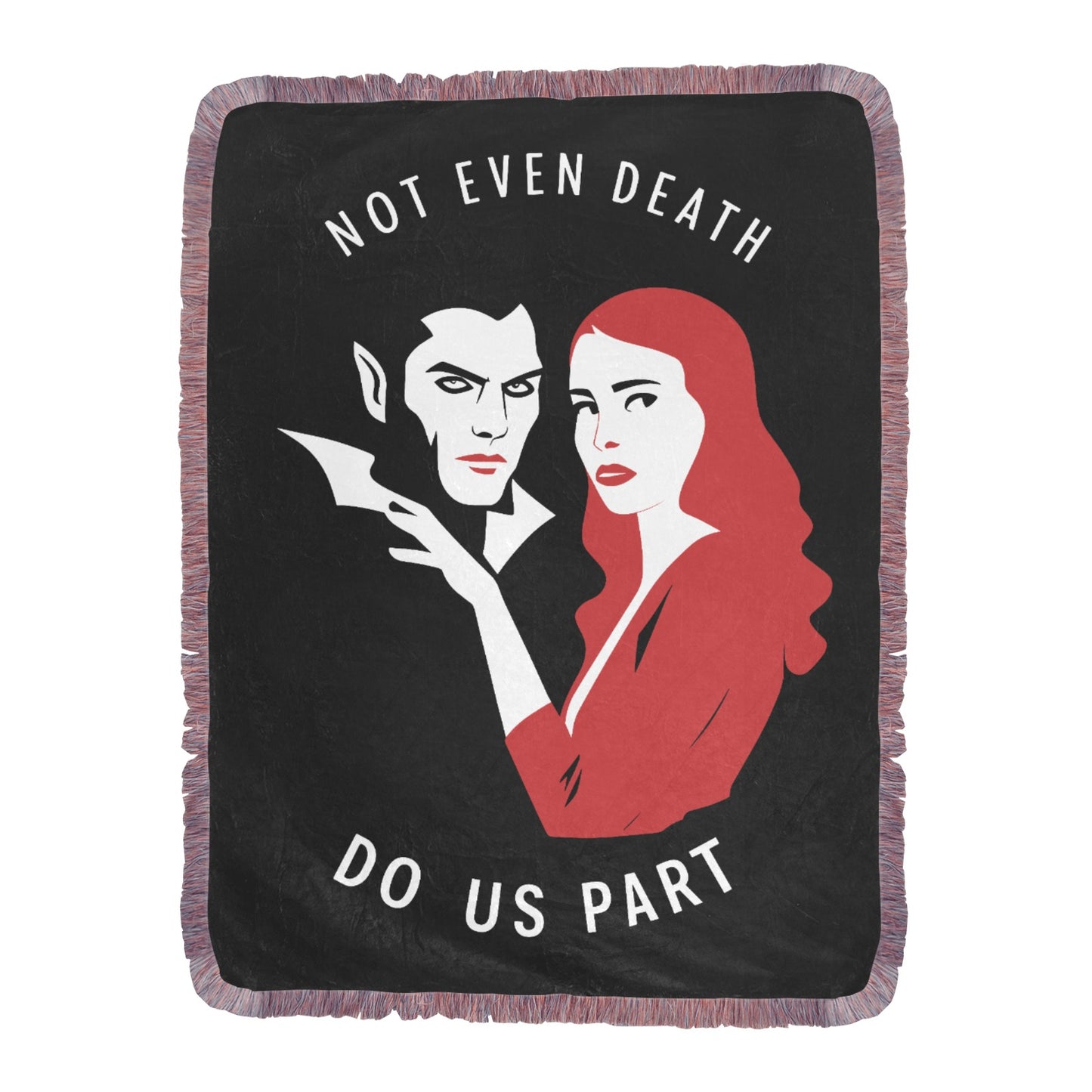 Vampire Art Vampire Couple Not Even Death Do Us Part Wedding Blanket Gift Ultra-Soft Mixed Pink Fringe Blanket 60x80 inch