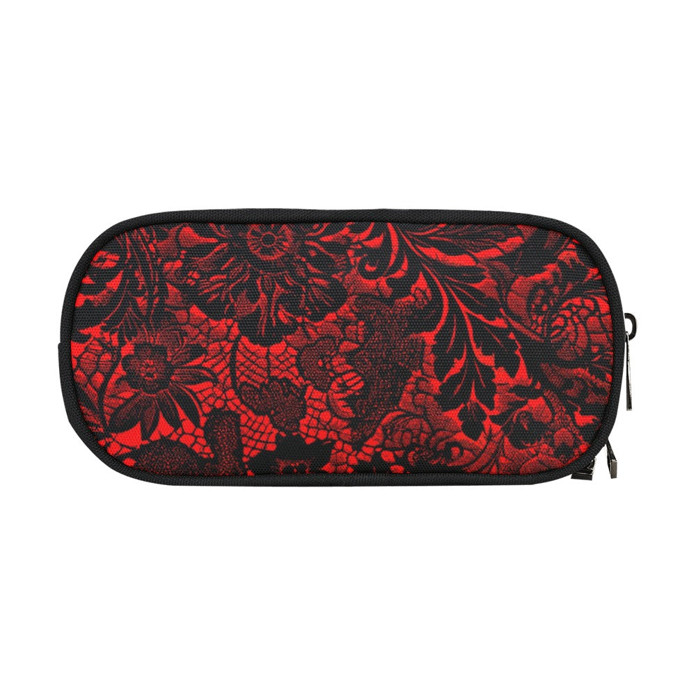 Vampire Art Studio Caddy: Deluxe Pencil Pouch - Red Devil Victorian Lace Print