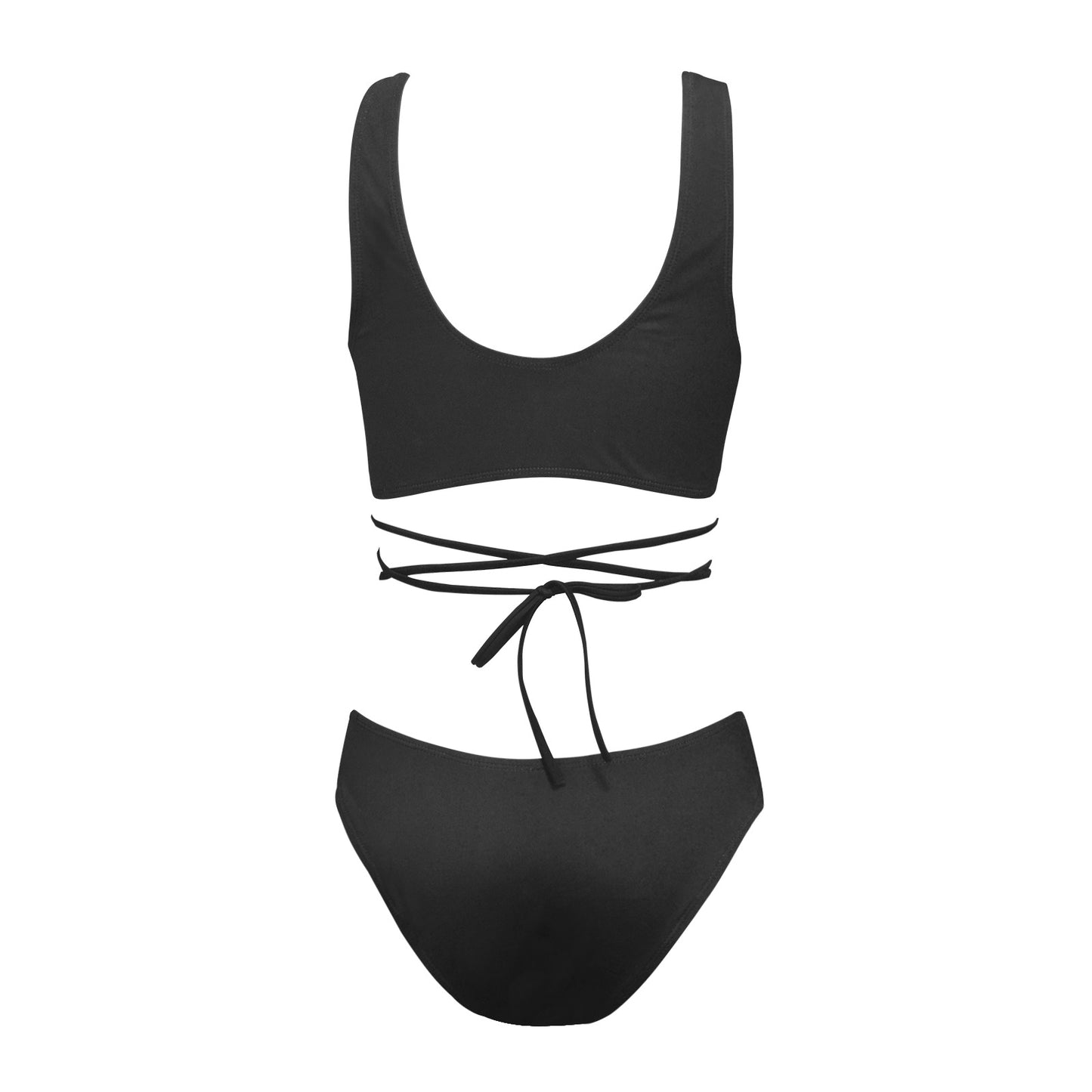 Vampire Art Retro Cross String Bikini Set - Black