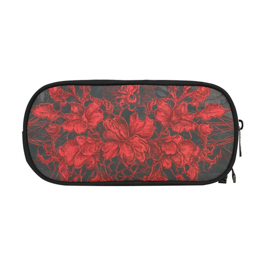 Vampire Art Studio Caddy: Deluxe Pencil Pouch - Red Floral Lace Print