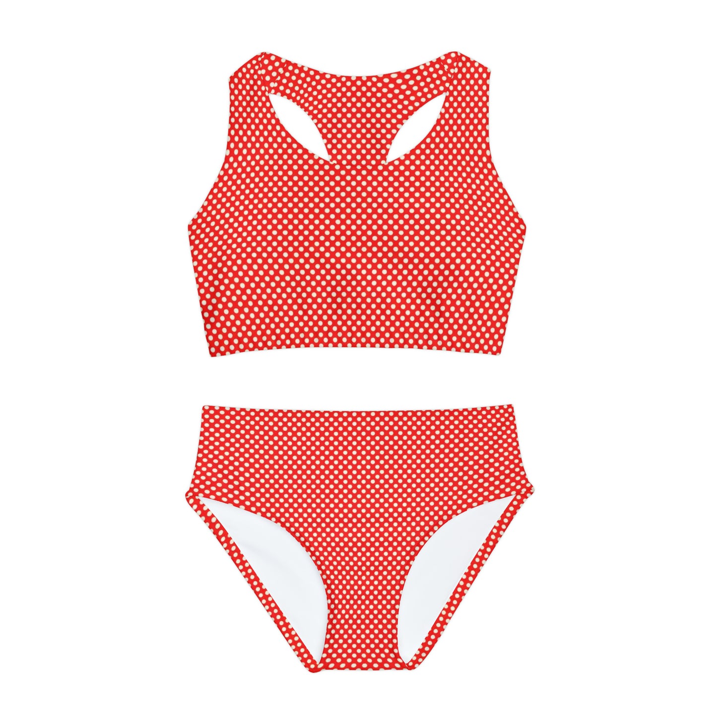 Vampire Art Red and White Polka Dot Girls Two Piece Swimsuit