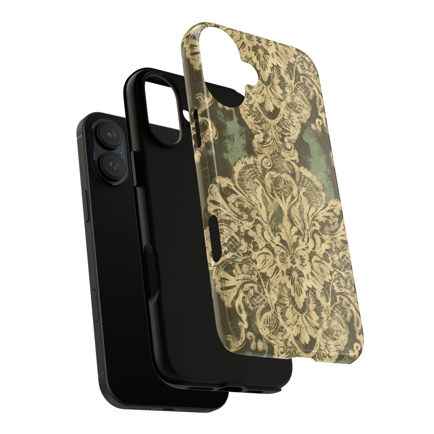 Vampire Art Vintage and Edgy iPhone 16 Tough Case - Grunge Brocade