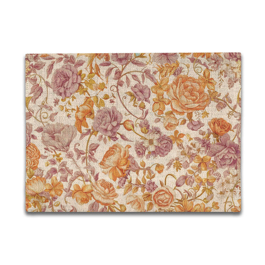 Vampire Art Retro Linen Placemats - Delicate Florals in Orange and Lilac