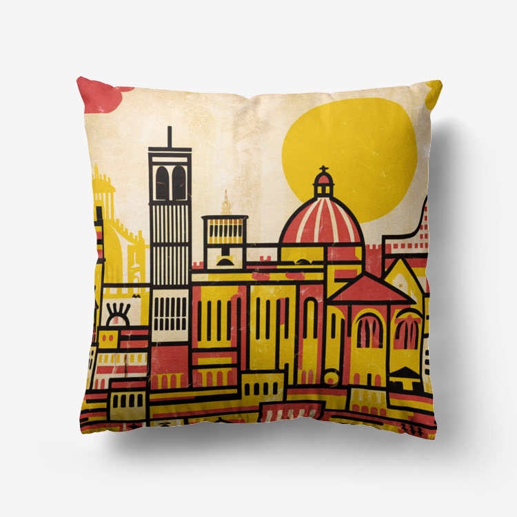 Vampire Art Retro Premium Hypoallergenic Throw Pillow - 3 sizes / optional insert - Sixties Vintage-looking Florence