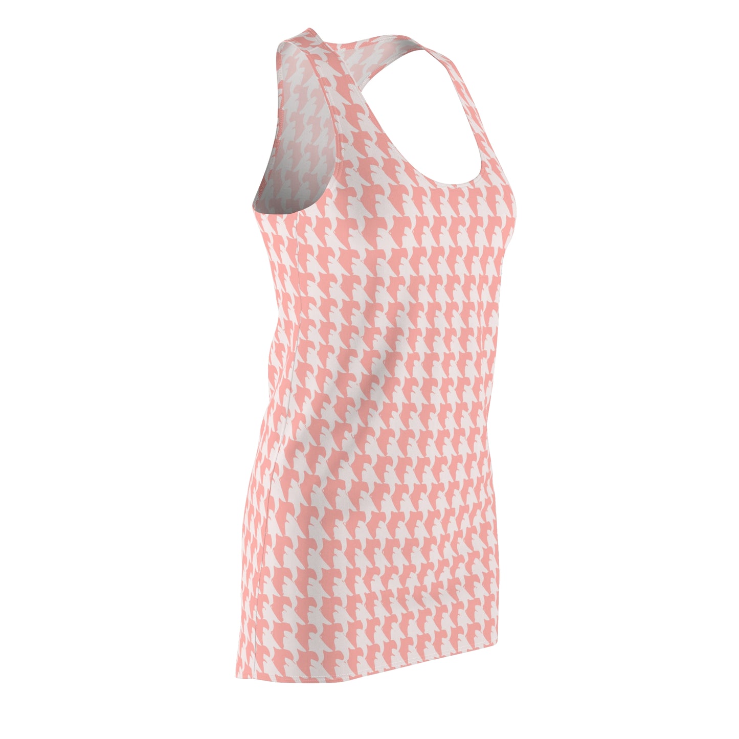 Vampire Art Grunge Goth Emo Preppy Coral Pink and White Houndstooth Women's Racerback Dress