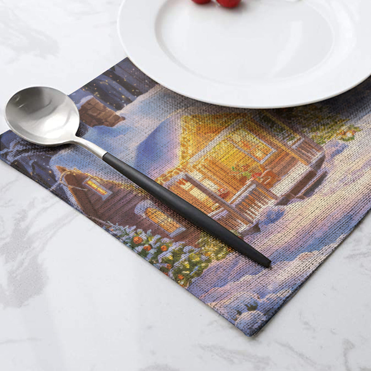 Vampire Art Retro Christmas Linen Placemat Mid Century 60s Vintage Traditional Eco-FriendlyTable Mat - Lake Hut