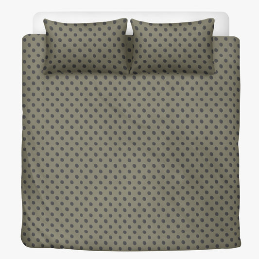 Vampire Art 3-Piece Retro Polyester Bedding Set - Olive Polka Dot