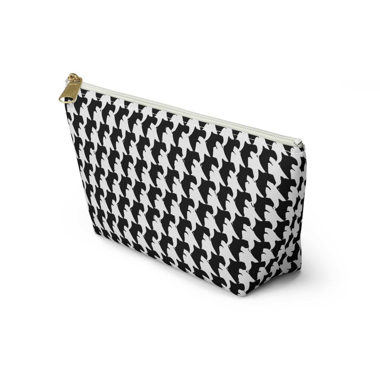 Vampire Art Preppy Grunge Houndstooth Sixties Pattern in Black and White Pencil Case Accessory Pouch w T-bottom