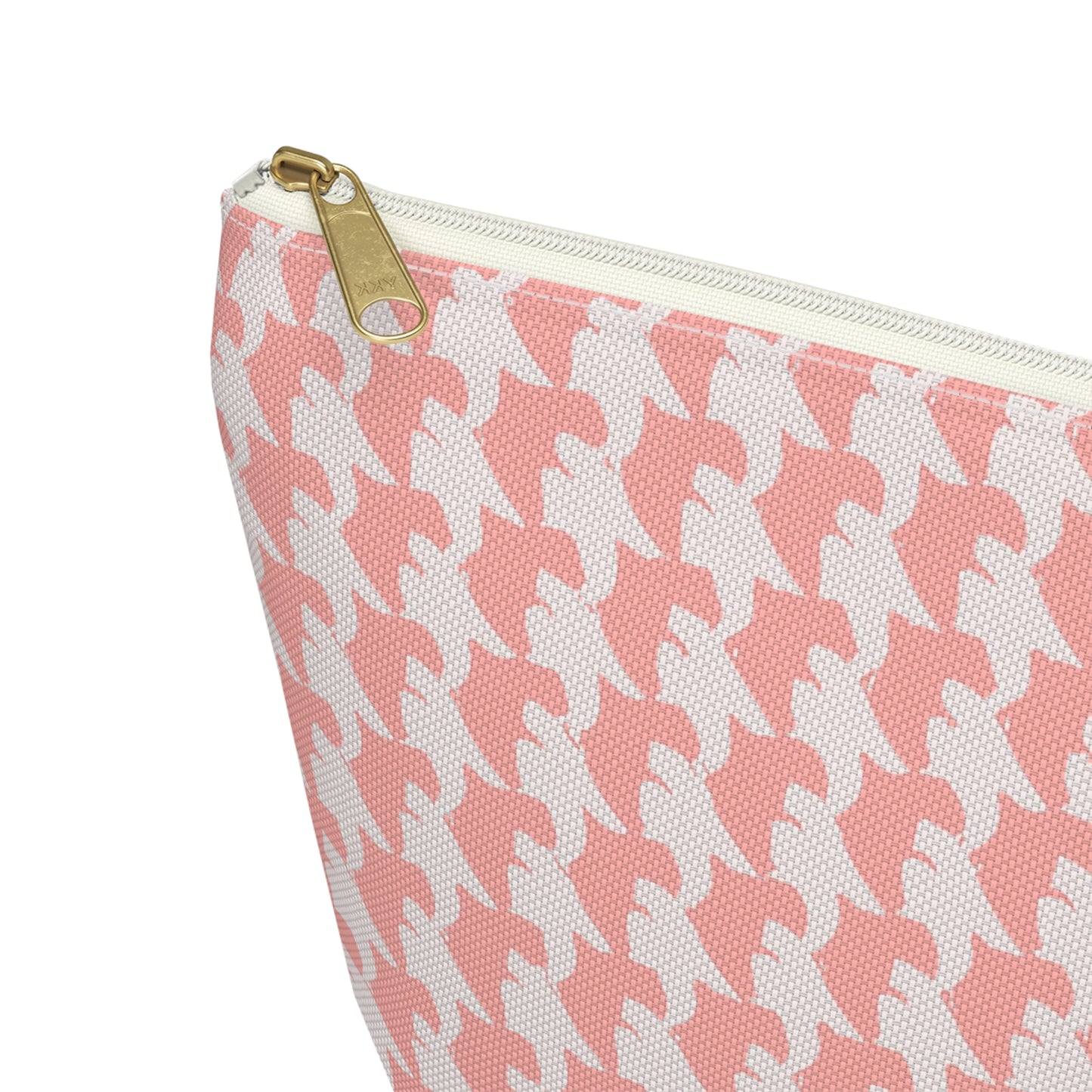 Vampire Art Preppy Grunge Houndstooth Sixties Pattern in Coral Pink and White Pencil Case Accessory Pouch w T-bottom