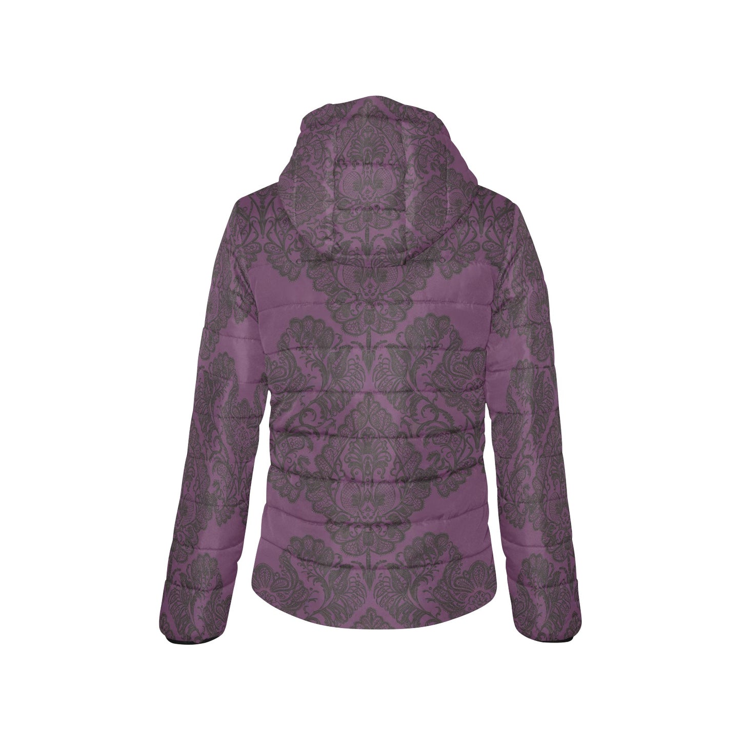 Vampire Art Urban Gothic Women's Padded Hooded Jacket - Purple Lace