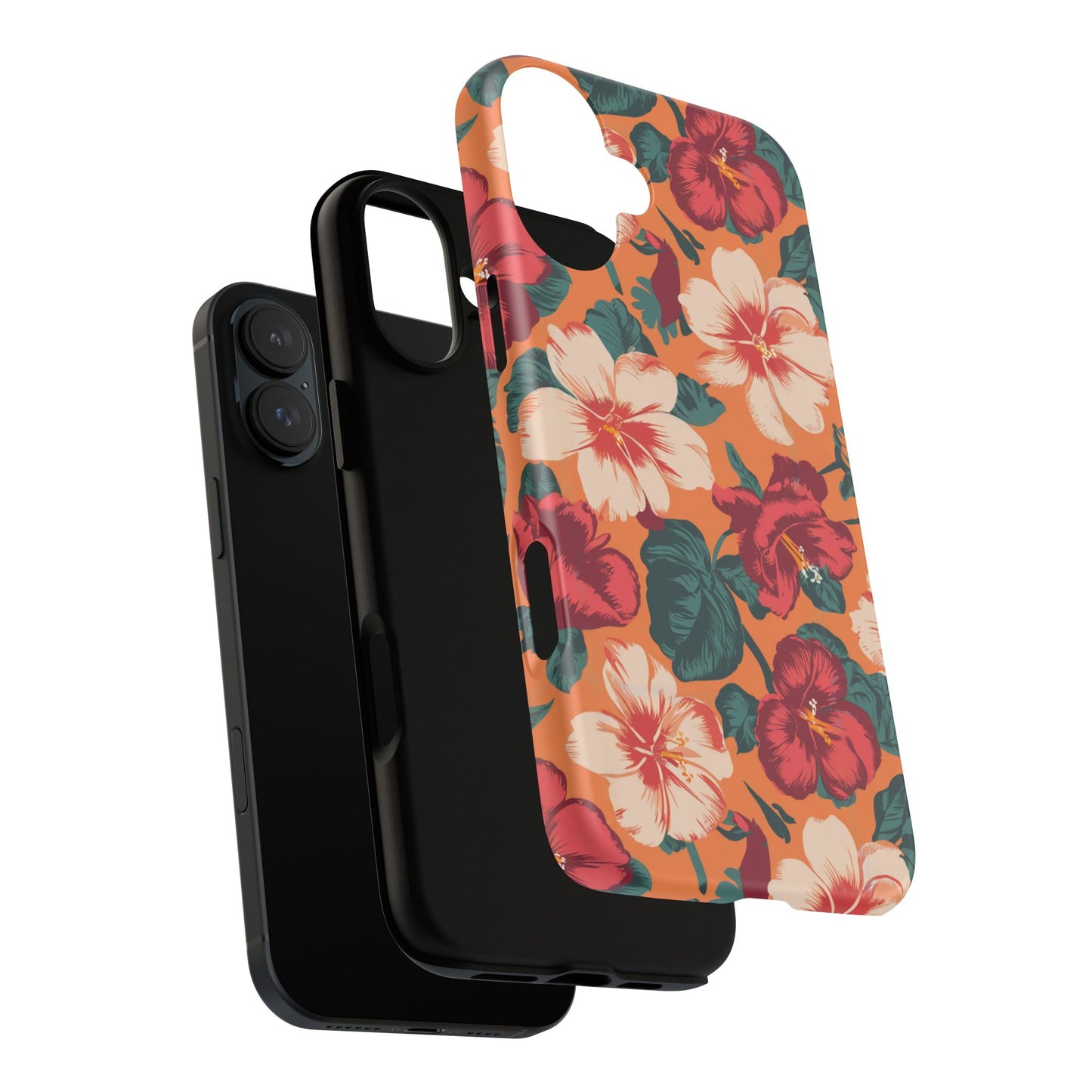 Vampire Art Vintage and Edgy iPhone 16 Tough Case - Retro Surfy Coral Florals