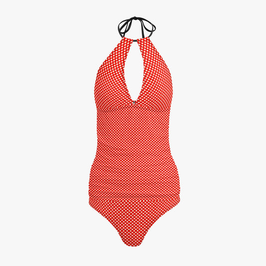 Vampire Art Retro Halter Two-Piece Tankini Swimsuit - Cottagecore Red Polka Dot