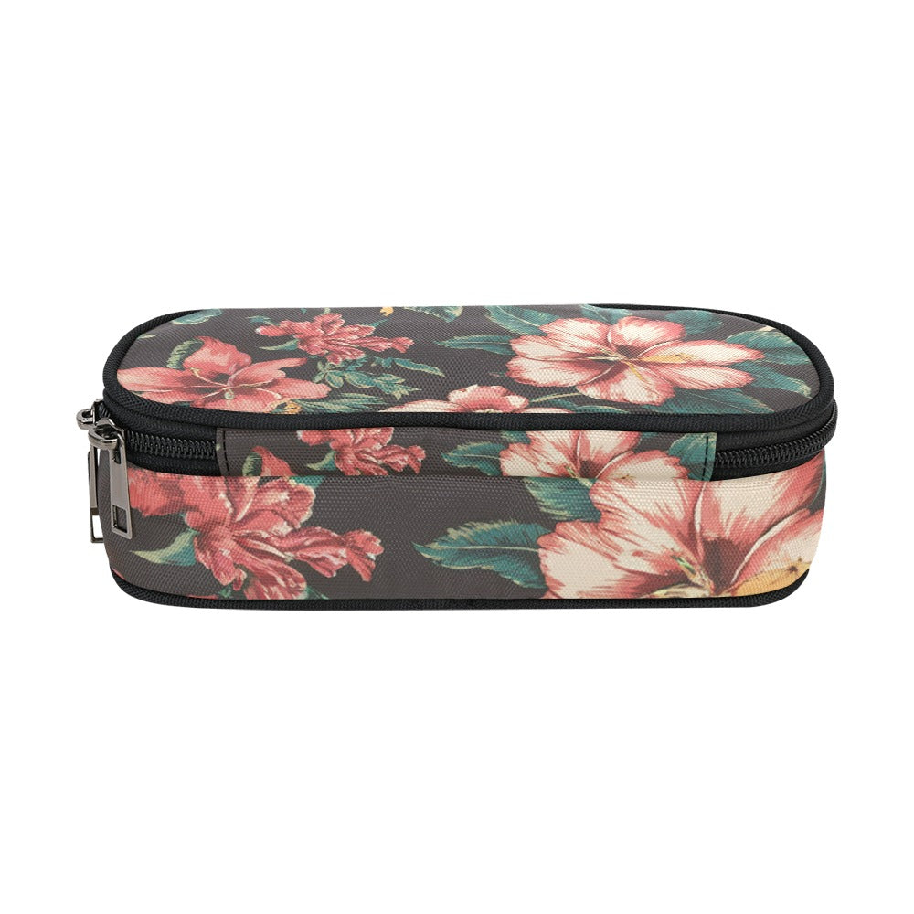 Vampire Art Studio Caddy: Deluxe Pencil Pouch - Retro Surf Flowers in Black