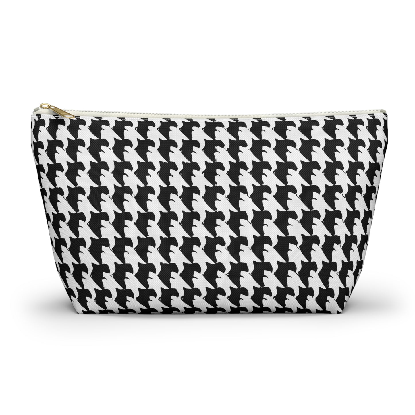 Vampire Art Preppy Grunge Houndstooth Sixties Pattern in Black and White Pencil Case Accessory Pouch w T-bottom