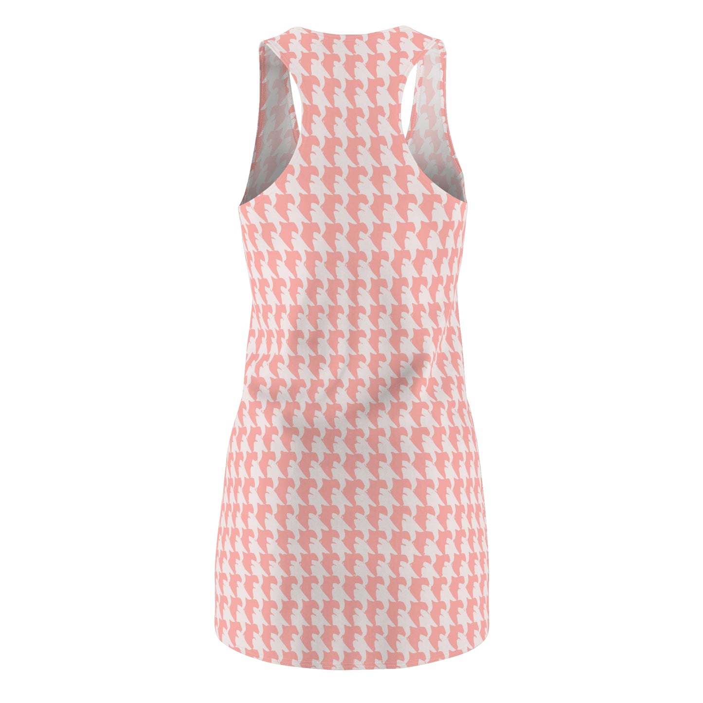 Vampire Art Grunge Goth Emo Preppy Coral Pink and White Houndstooth Women's Racerback Dress