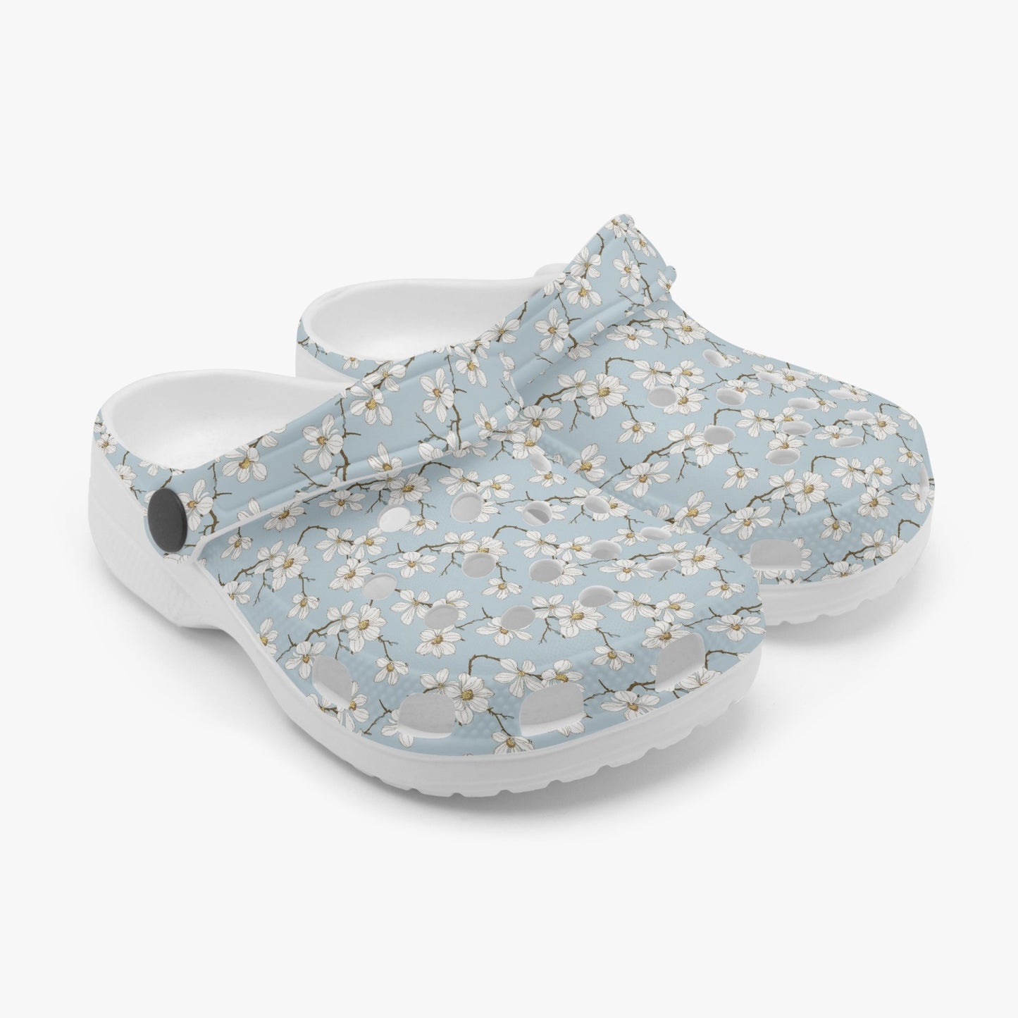 Vampire Art Retro Magnolia Pale Blue Kids Clogs