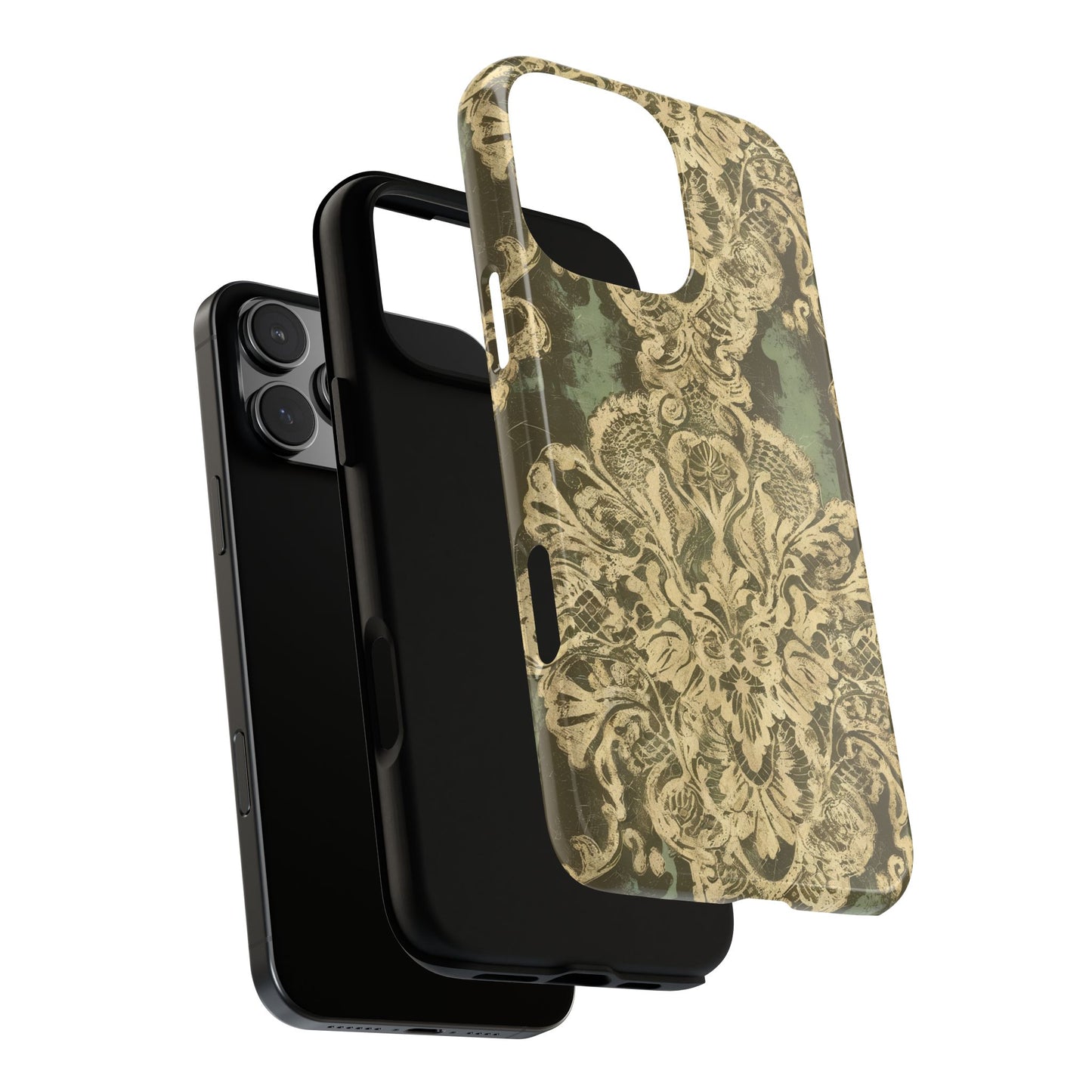 Vampire Art Vintage and Edgy iPhone 16 Tough Case - Grunge Brocade