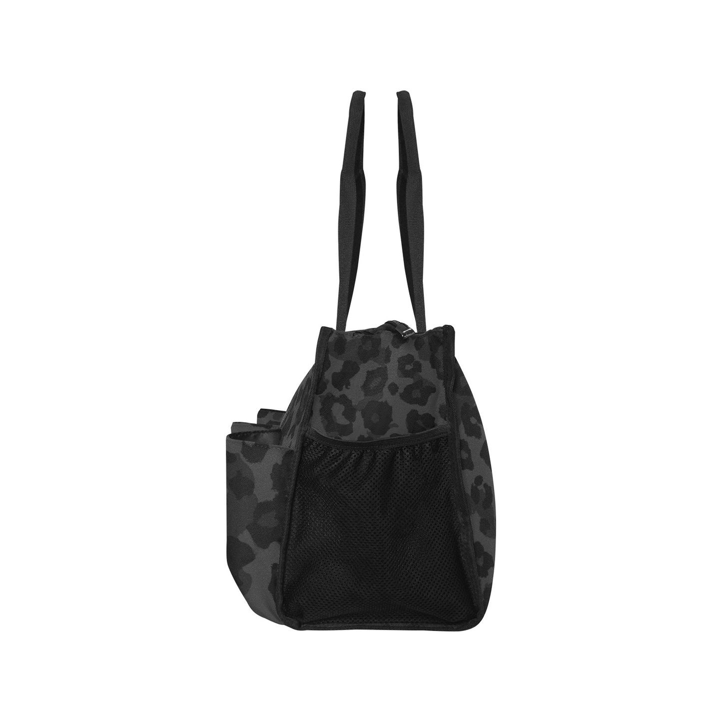 Vampire Art Retro Large Multi-pocket Beach Bag - Grunge Black Leopard