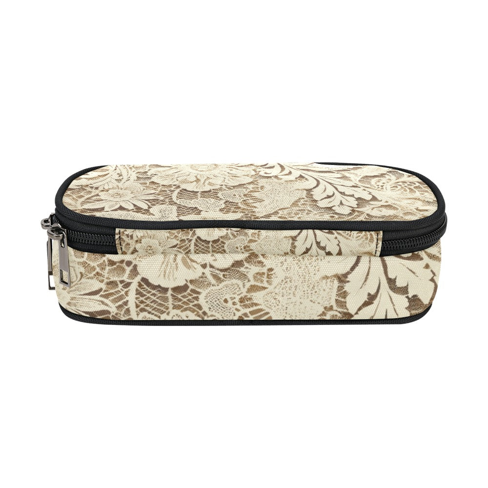 Vampire Art Studio Caddy: Deluxe Pencil Pouch - Victorian Lace Print in Cream