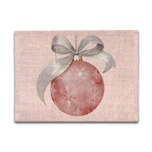 Vampire Art Retro Christmas Linen Placemat Mid Century 60s Vintage Traditional Eco-FriendlyTable Mat - Pink Bauble