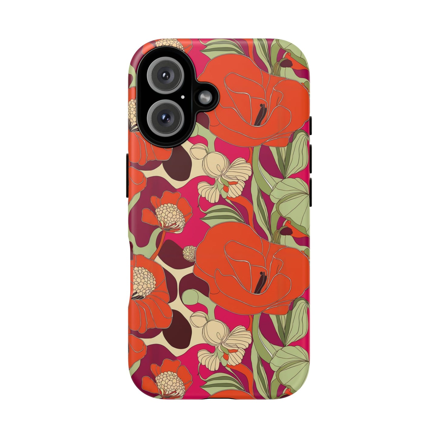 Vampire Art Vintage and Edgy iPhone 16 Tough Case - Retro Surf Exotic Flowers