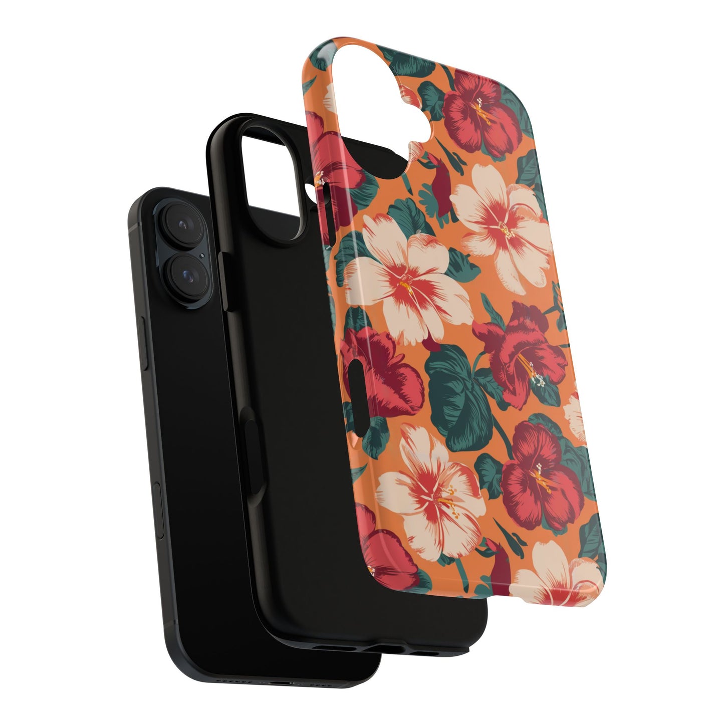 Vampire Art Vintage and Edgy iPhone 16 Tough Case - Retro Surfy Coral Florals