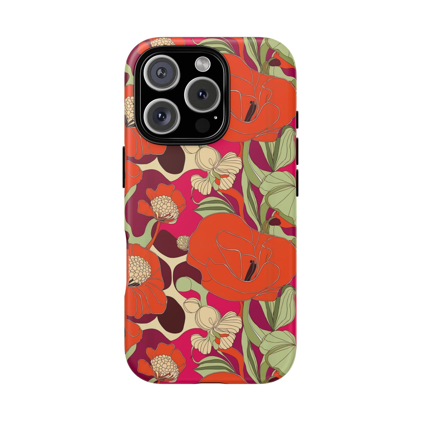 Vampire Art Vintage and Edgy iPhone 16 Tough Case - Retro Surf Exotic Flowers