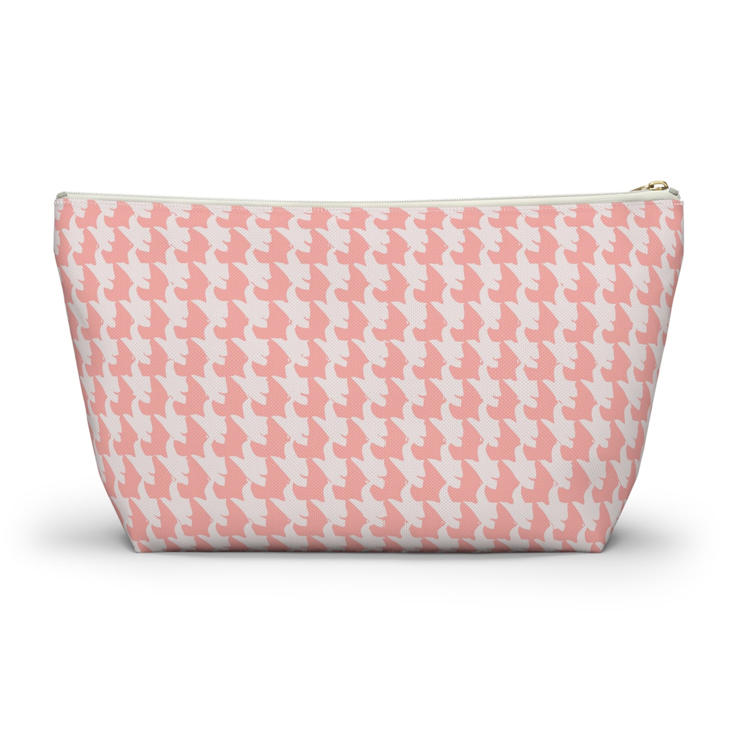 Vampire Art Preppy Grunge Houndstooth Sixties Pattern in Coral Pink and White Pencil Case Accessory Pouch w T-bottom