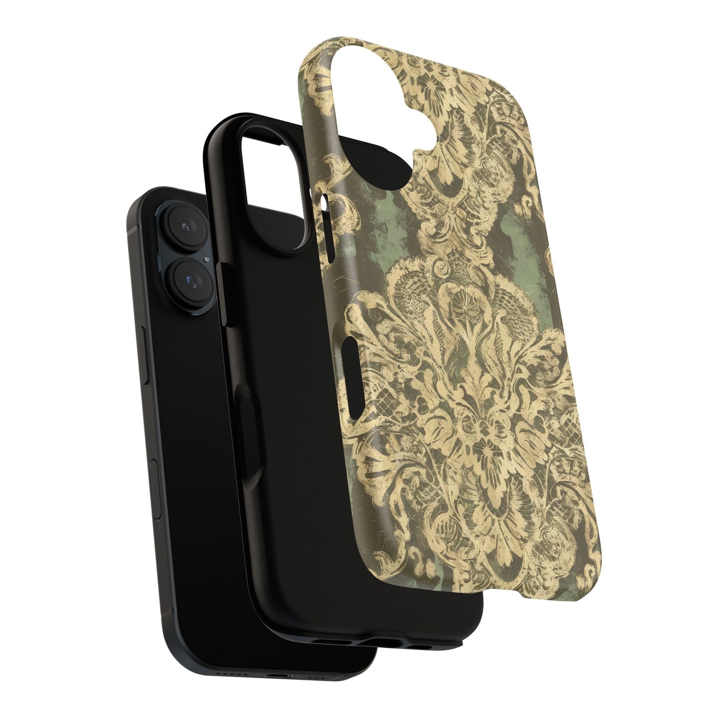 Vampire Art Vintage and Edgy iPhone 16 Tough Case - Grunge Brocade