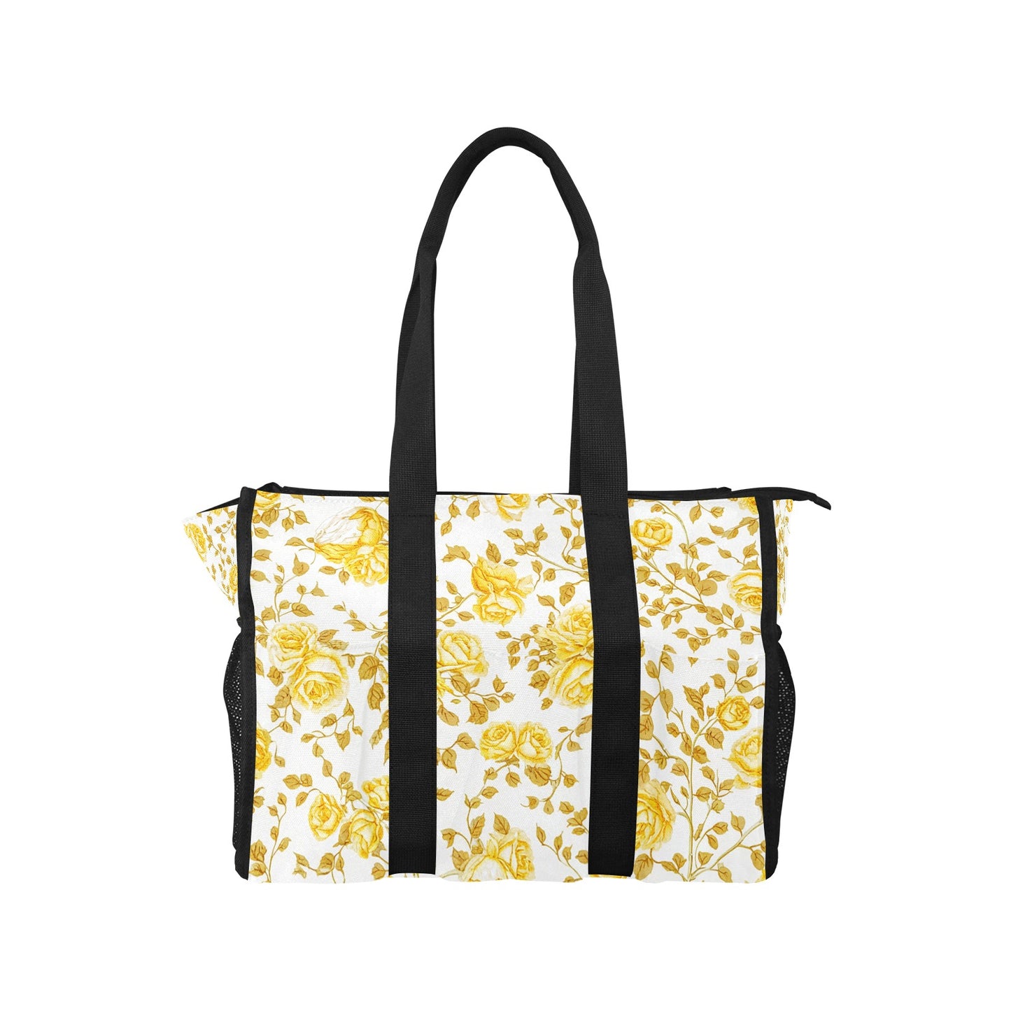 Vampire Art Retro Large Multi-pocket Beach Bag - Bright Yellow Roses