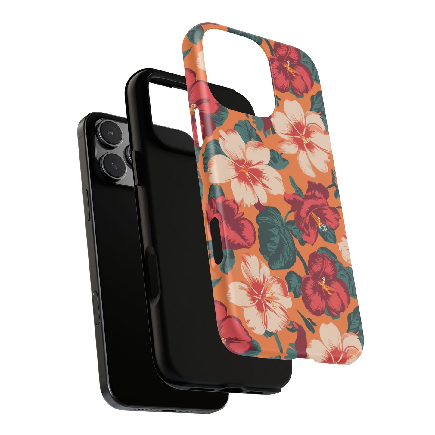 Vampire Art Vintage and Edgy iPhone 16 Tough Case - Retro Surfy Coral Florals